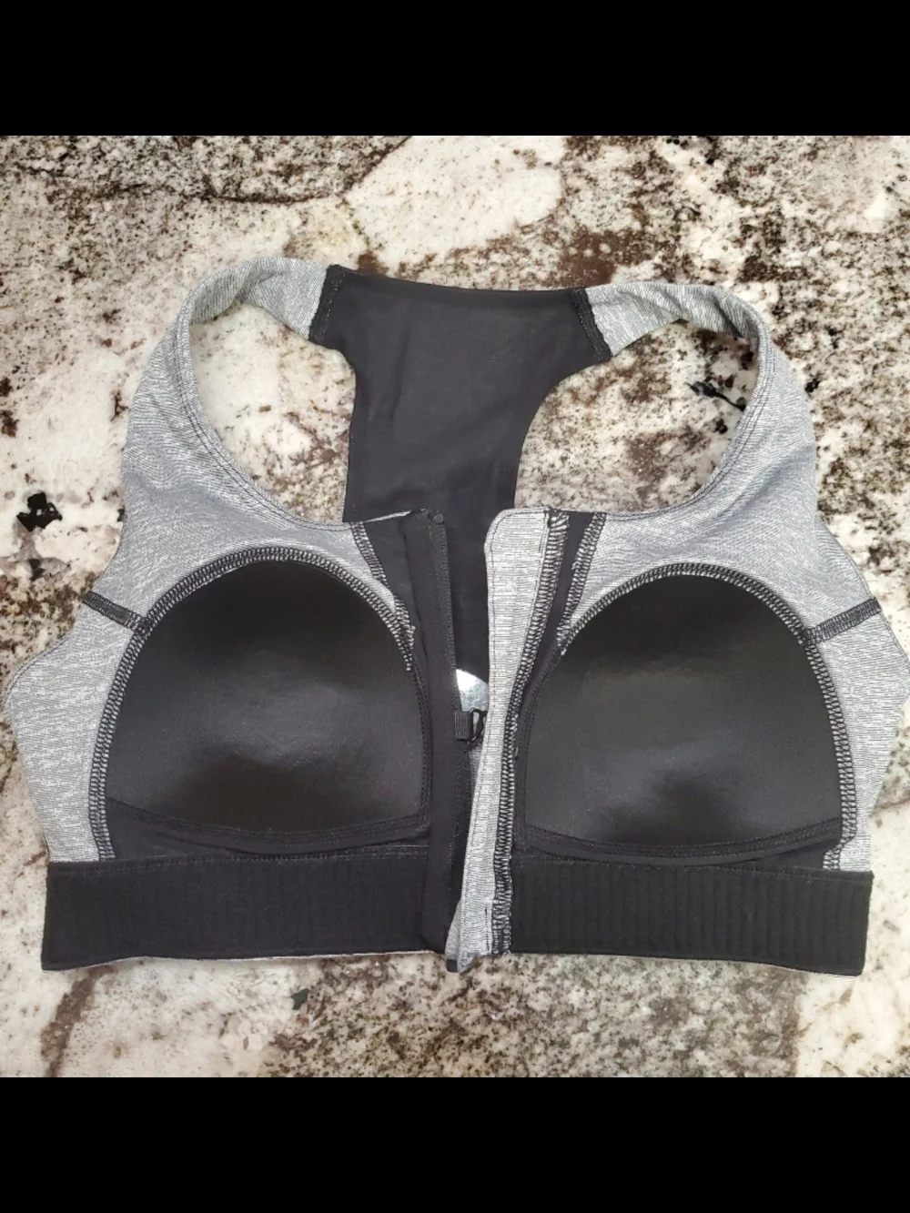 tek gear Heather Gray Front-Zip Racerback Sports Bra Small - Picture 3 of 3